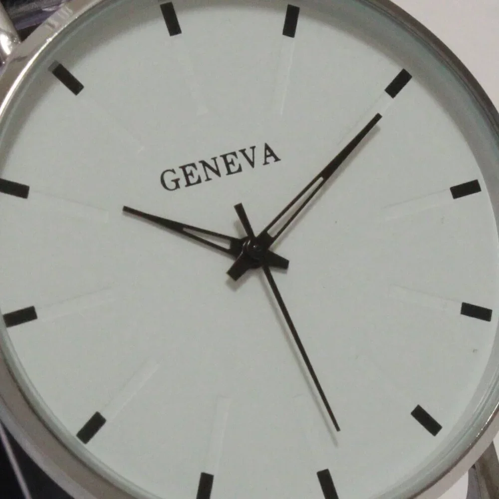 Men's Minimalist Fashion Watch Silver Case White Dial Navy Blue Strap 40mm